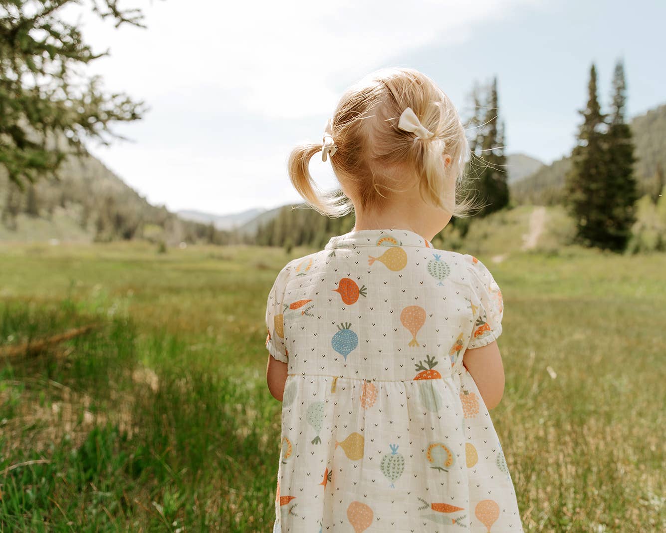 Veggie Puff Sleeve Muslin Baby Dress+Bloomer(Organic Muslin) - Kids Clothing by Carlyle Avenue
