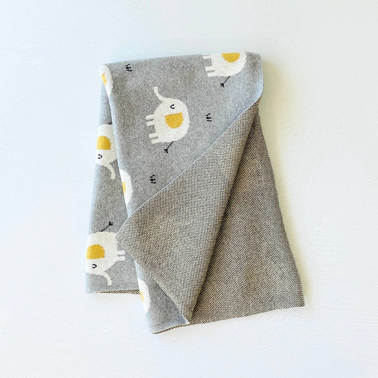 Elephant - Organic Cotton Jacquard Sweater Knit Baby Blanket - Baby Blanket by Carlyle Avenue