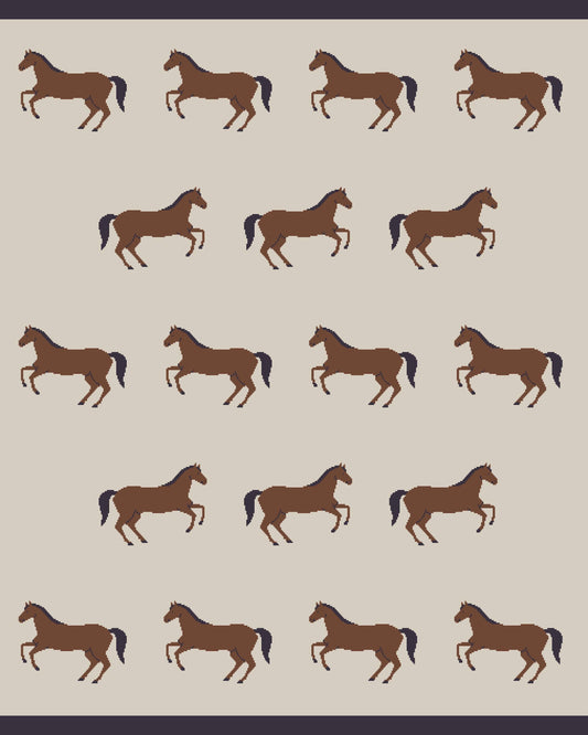 Horse - Organic Cotton Jacquard Sweater Knit Baby Blanket -  by Carlyle Avenue