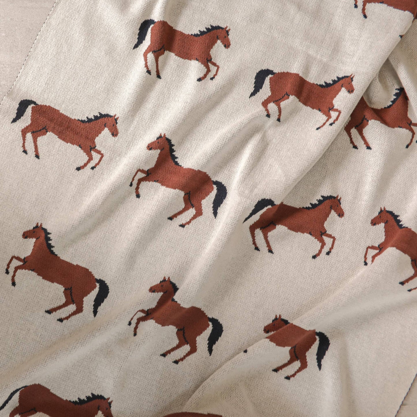 Horse - Organic Cotton Jacquard Sweater Knit Baby Blanket - by Carlyle Avenue