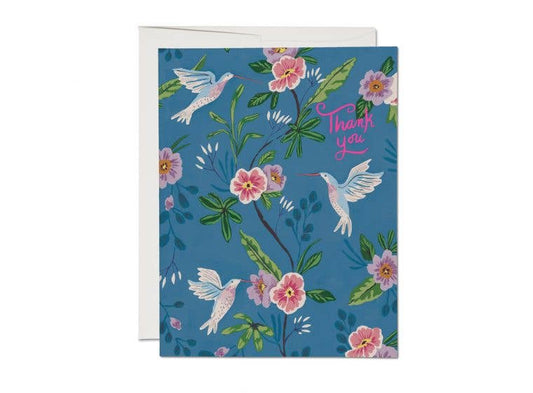 Blue Hummingbird thank you greeting card -  by Carlyle Avenue