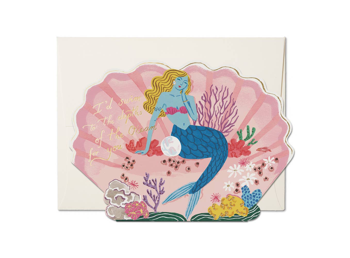 Blue Mermaid Valentine's Day greeting card - Greeting Cards by Carlyle Avenue