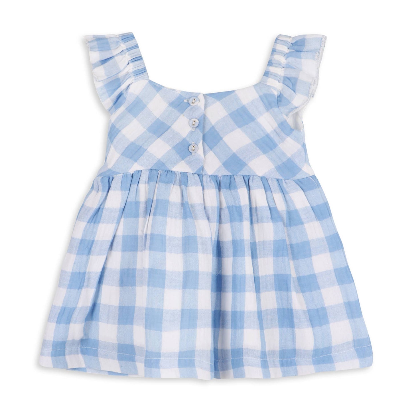Audrey Arctic Blue Gingham Baby Dress + Bloomer (Organic) - Kids Clothing by Carlyle Avenue