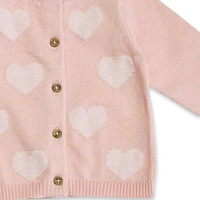 Hearts Jacquard Knit Baby Cardigan (Organic Cotton) - Kids Clothing by Carlyle Avenue