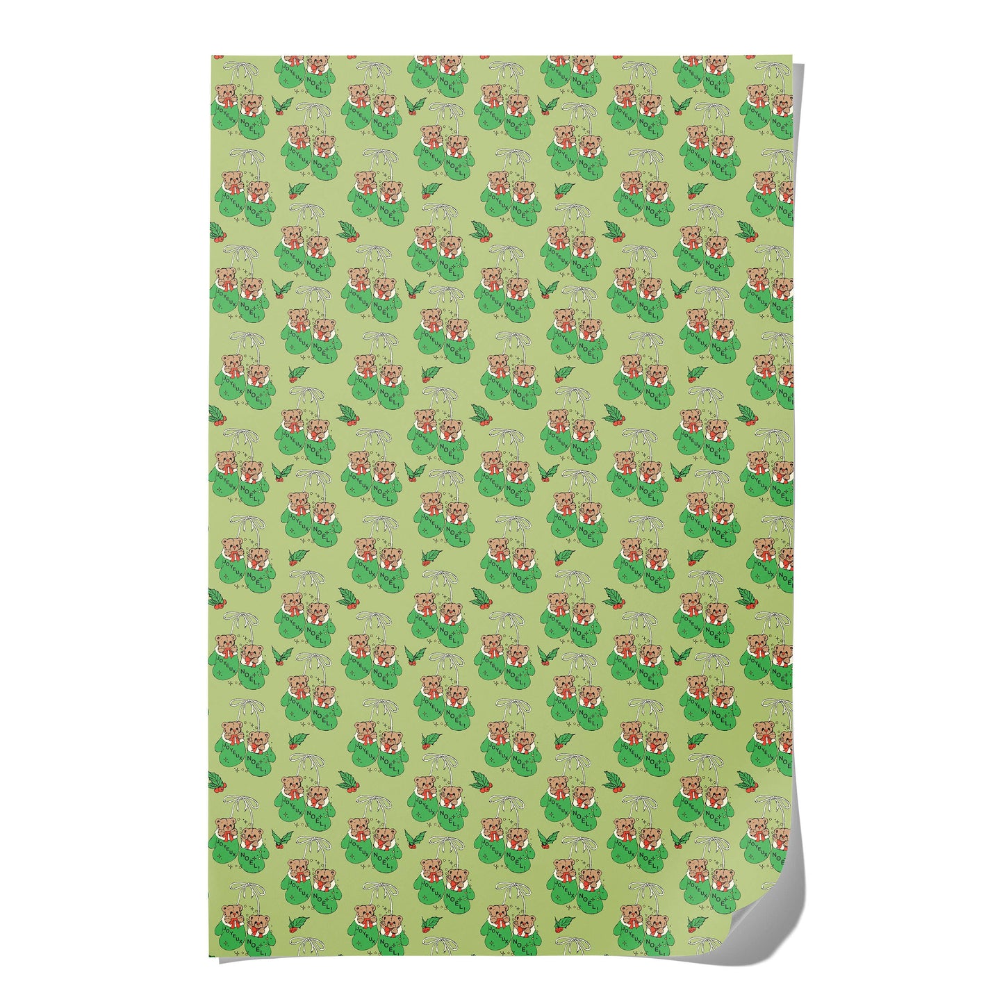Mitten Bears holiday wrapping paper
