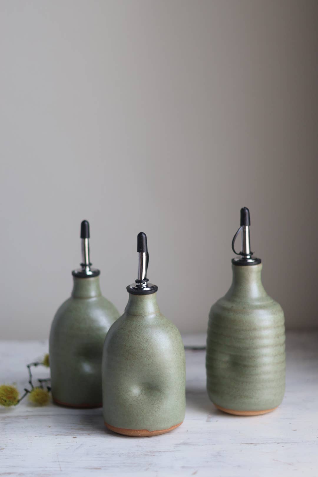 Handmade Ceramic Olive Oil Cruet - Sage Green - Kitchenware by Carlyle Avenue