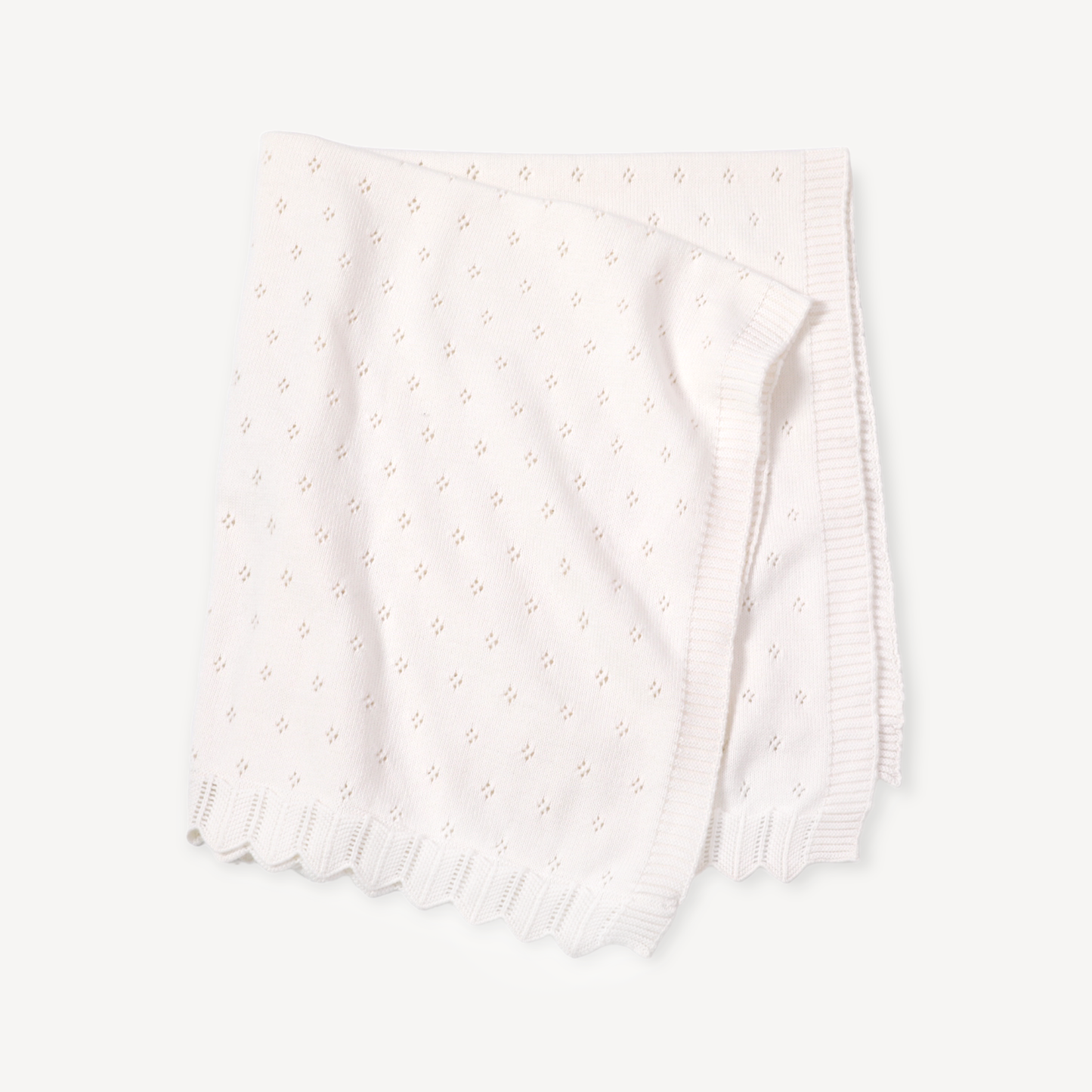 Dove White Classic Pointelle Knit Baby Blanket (Organic)