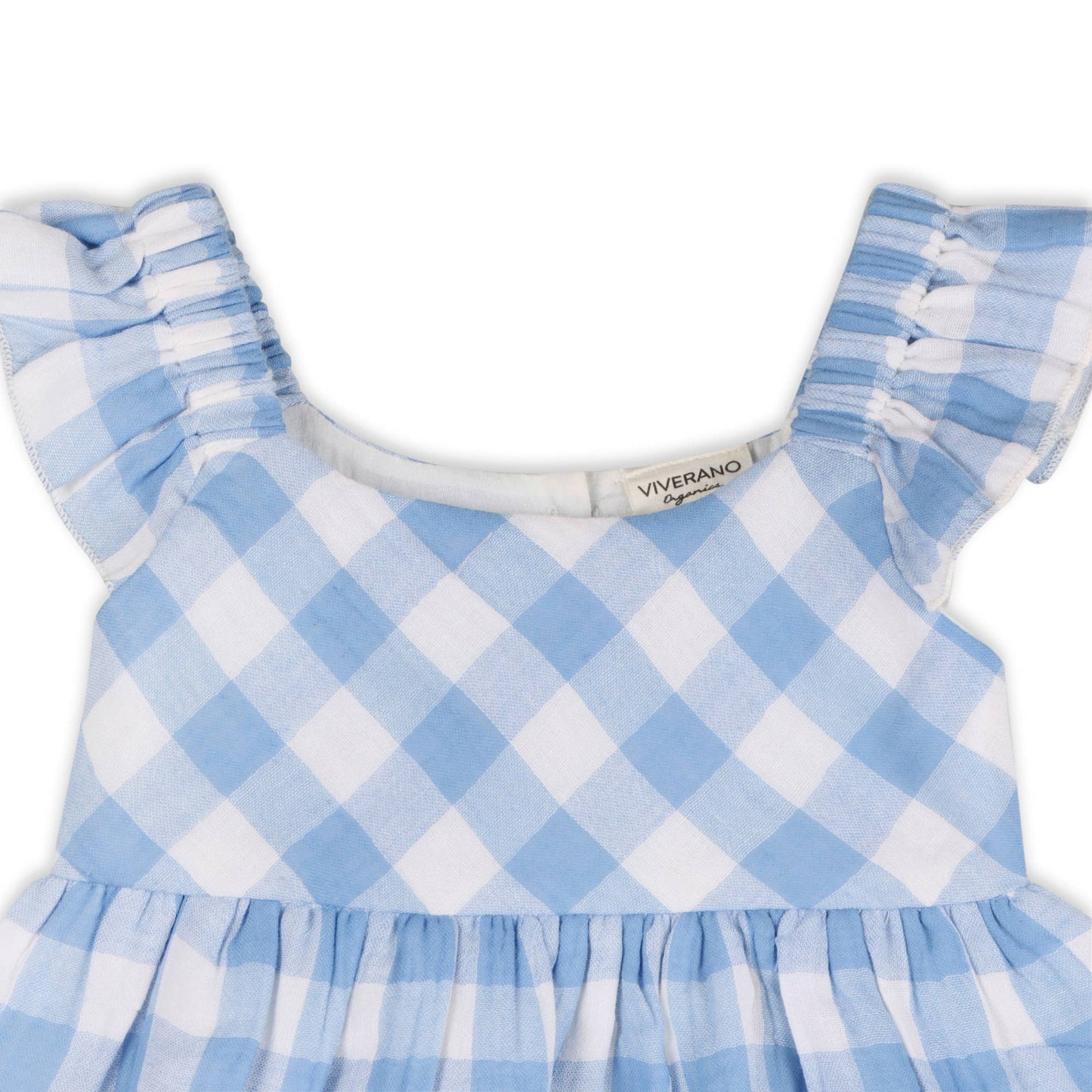 Audrey Arctic Blue Gingham Baby Dress + Bloomer (Organic) - Kids Clothing by Carlyle Avenue