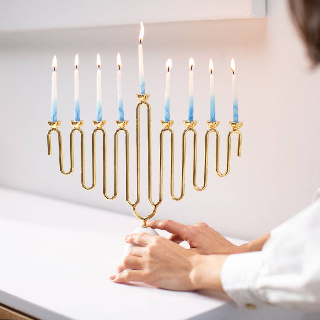 Coluna Menorah, Carrara Marble & Gold