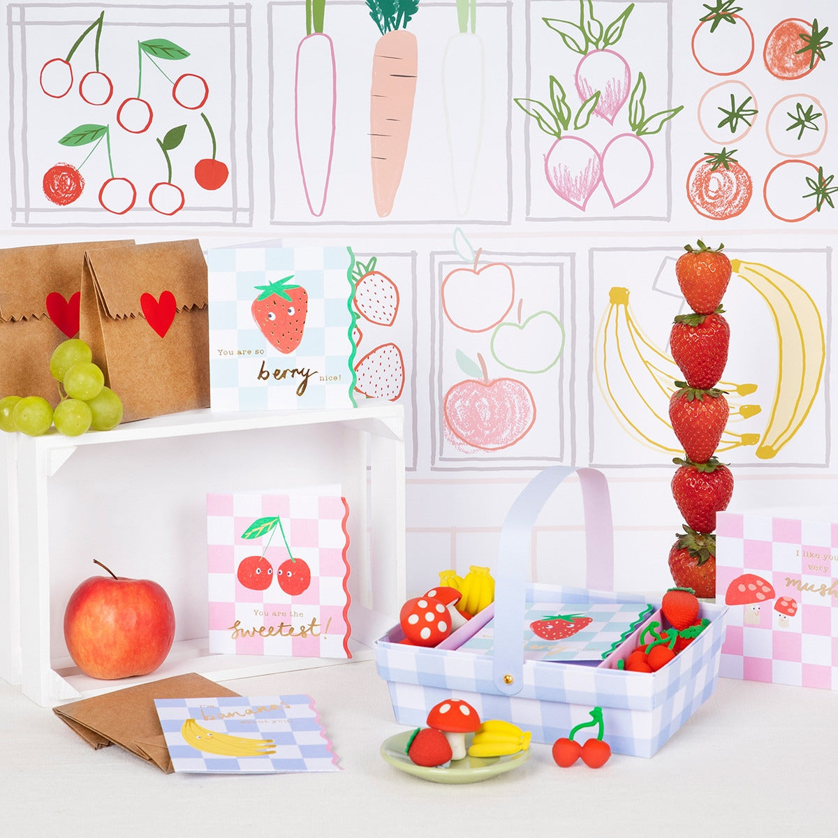 Fruit Basket Kids Valentine's Cards & Erasers Set - Kids by Carlyle Avenue