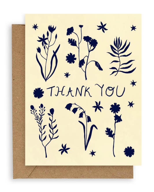 Indigo Flora Thank You Card Boxed Set - Greeting Cards by Carlyle Avenue