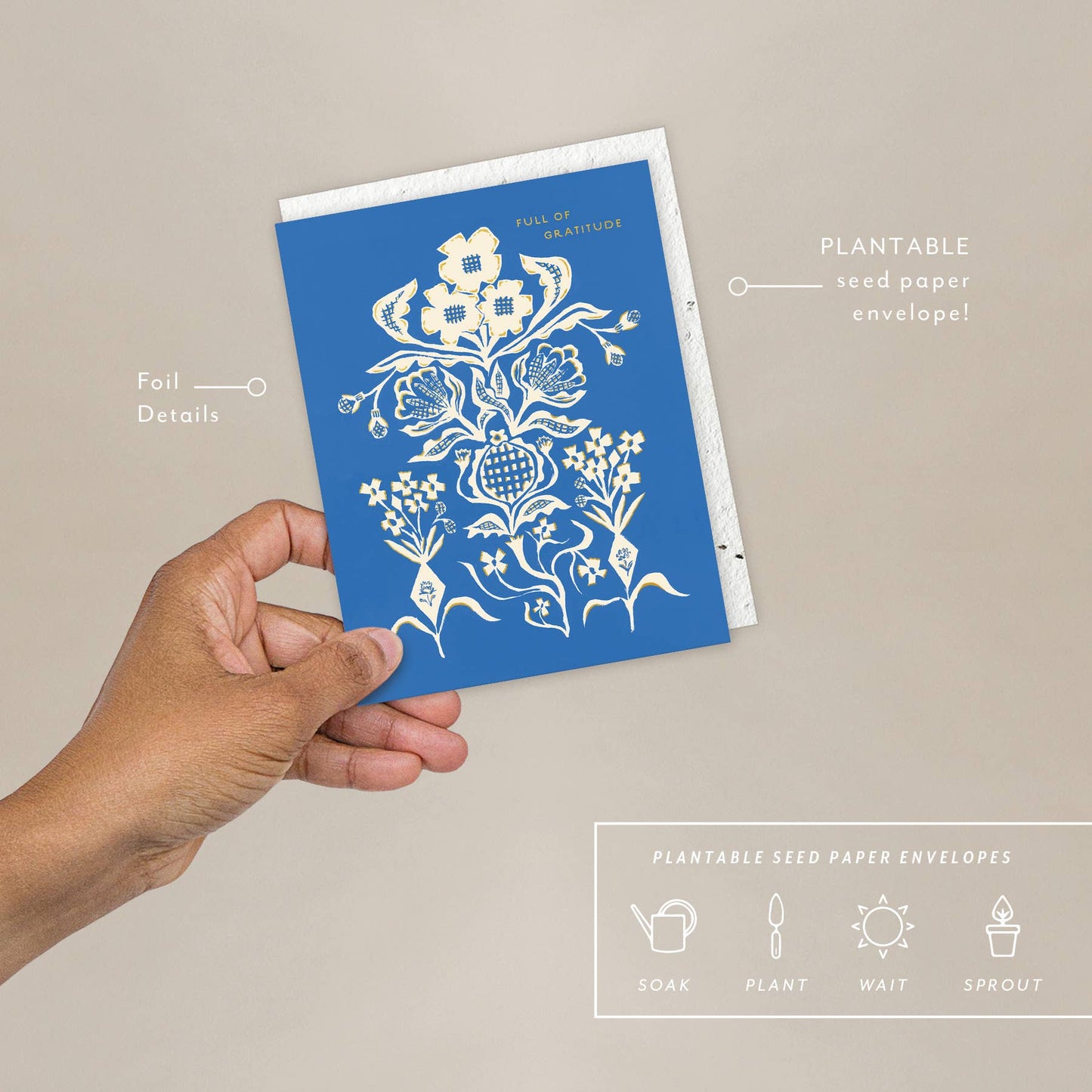 Blue Flower Bouquet - Thank You Card - by Carlyle Avenue
