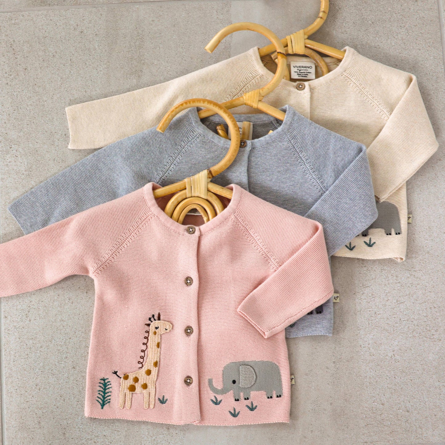 Animal Safari Embroidered Baby Cardigan Sweater (Organic) - by Carlyle Avenue