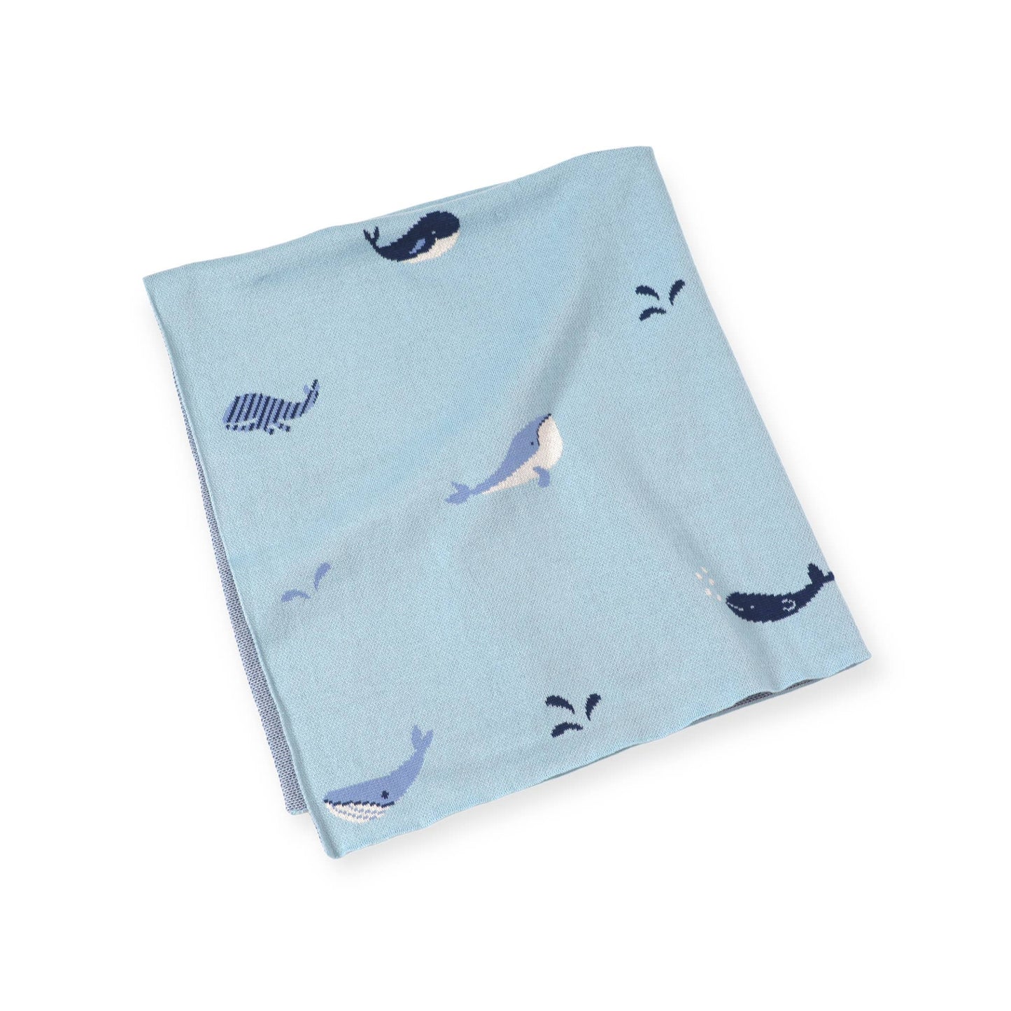 Whales - Organic Cotton Jacquard Sweater Knit Baby Blankets - Baby Blanket by Carlyle Avenue