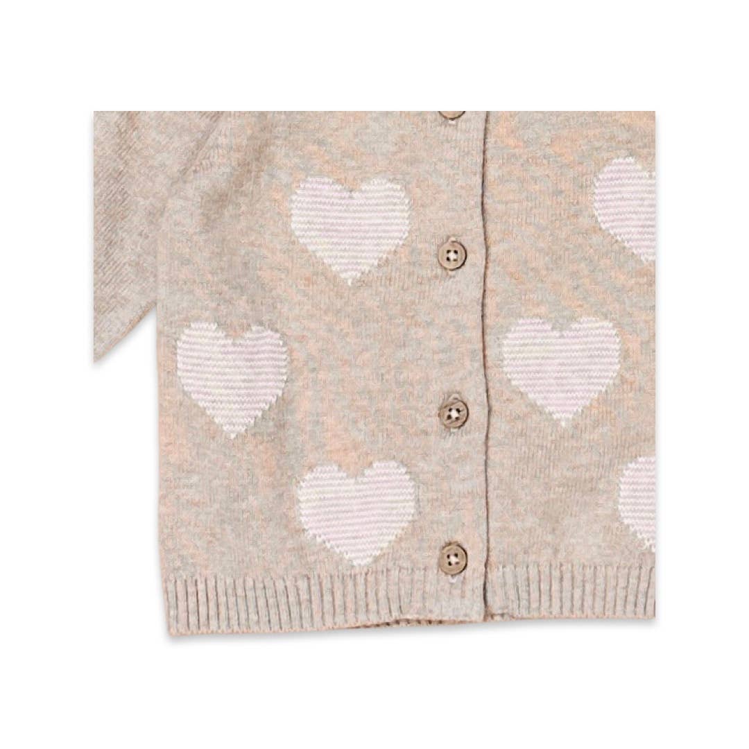 Hearts Jacquard Knit Baby Cardigan (Organic Cotton) - Kids Clothing by Carlyle Avenue