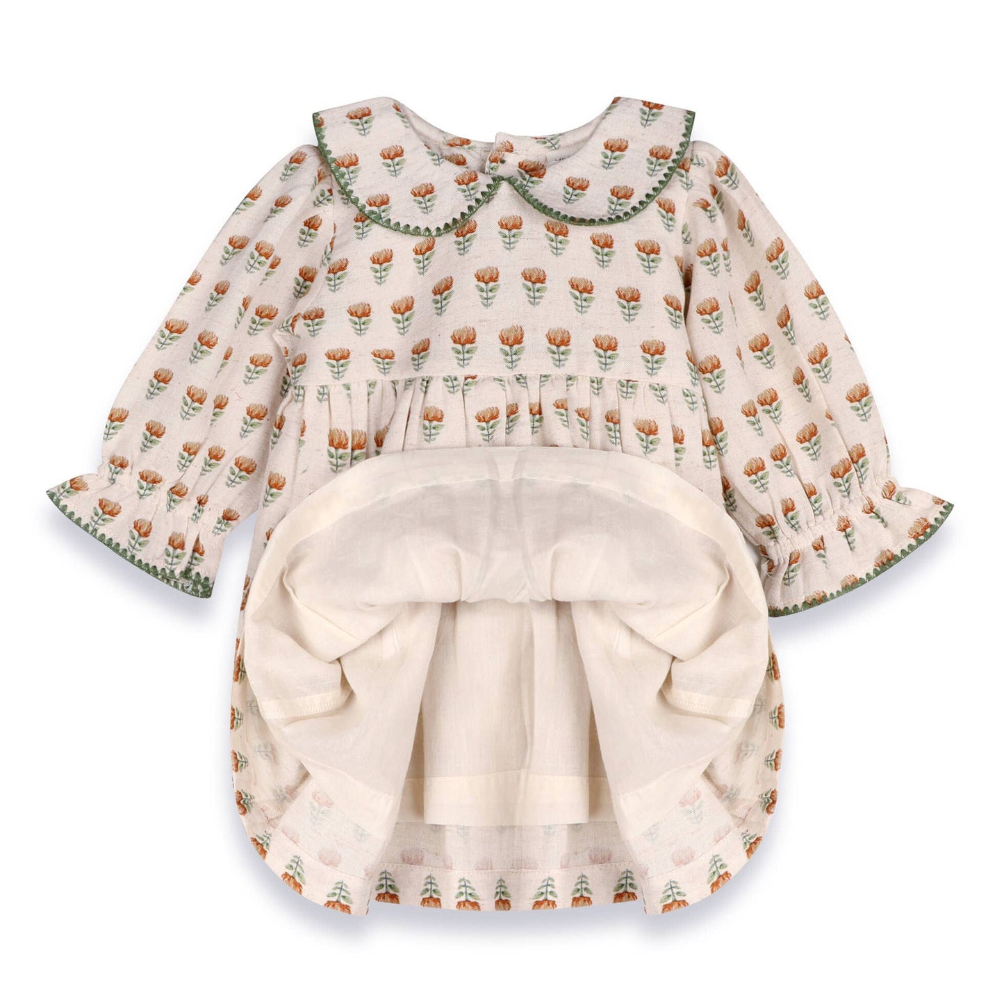 Ina Block Print Floral Baby Dress & Bloomer Set (Linen) - by Carlyle Avenue