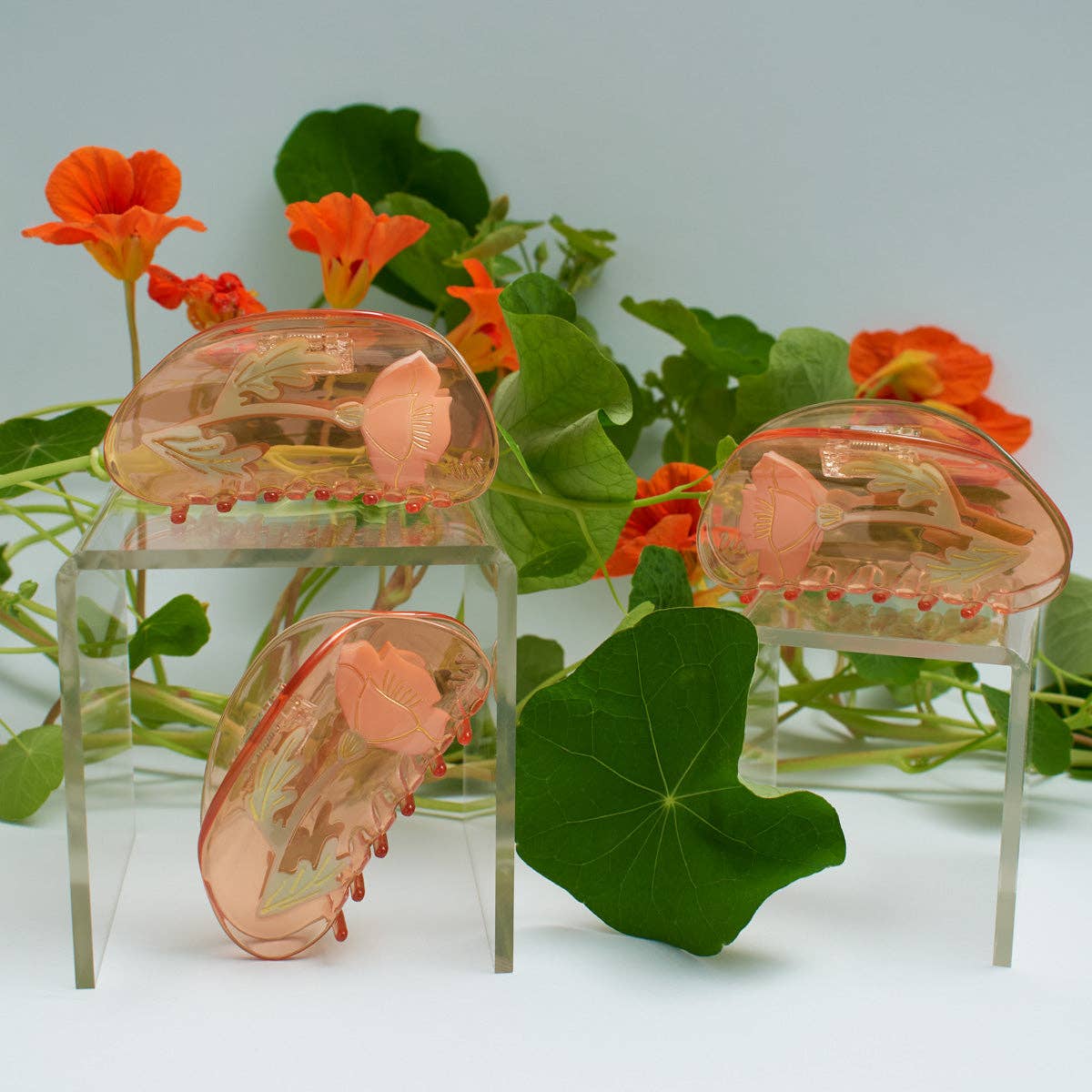 California Poppy Wildflower Hair Claw in Clear Acetate -  by Carlyle Avenue