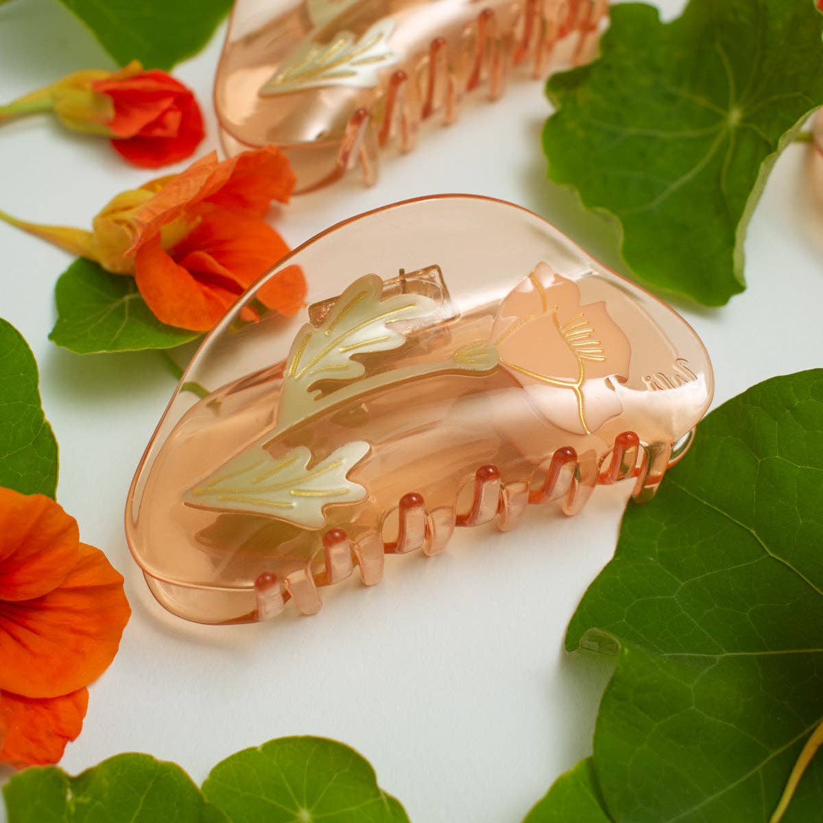 California Poppy Wildflower Hair Claw in Clear Acetate -  by Carlyle Avenue