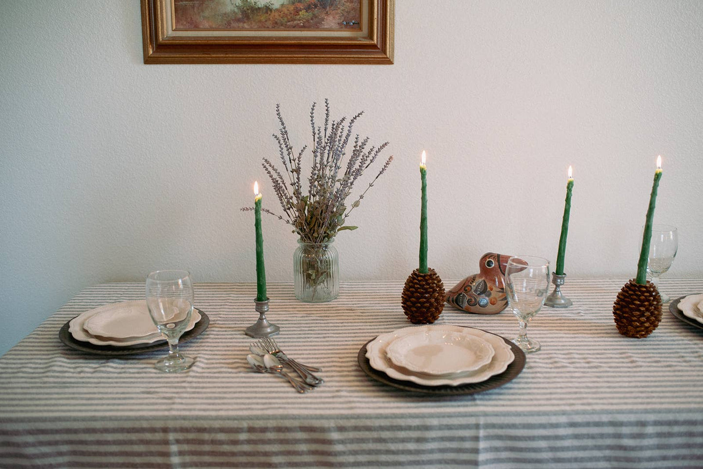 Beeswax Asparagus Candle Taper Pair (2) - by Carlyle Avenue