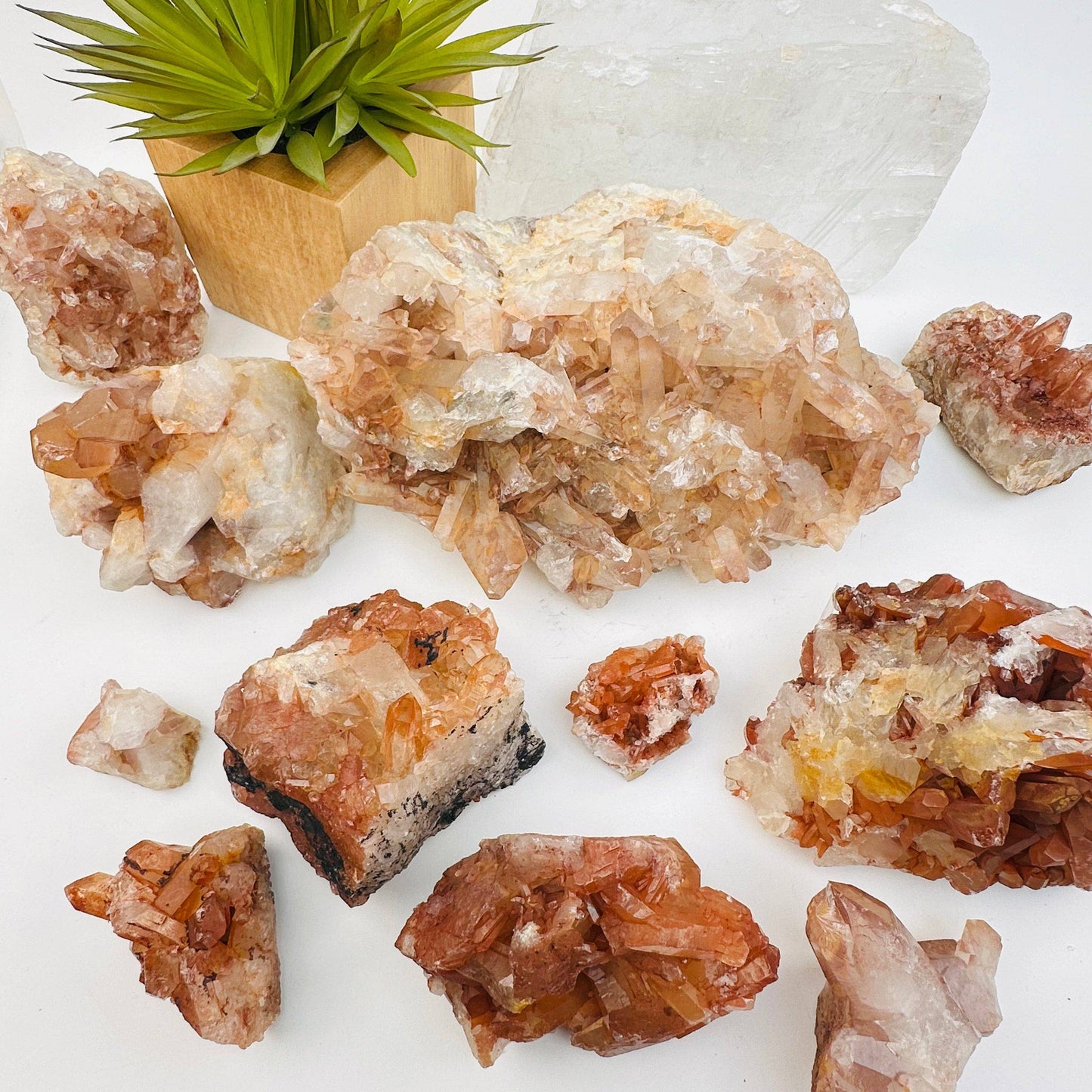 Tangerine Crystal Quartz Clusters