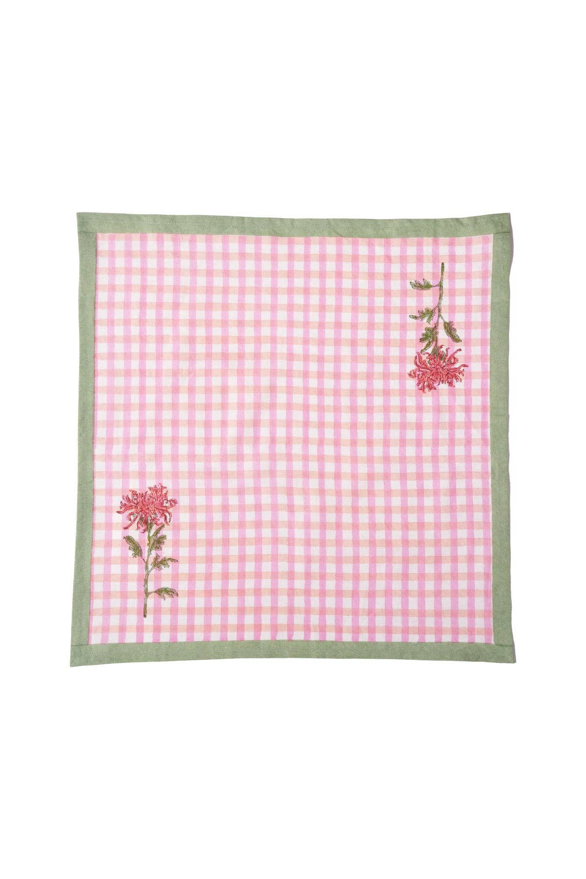 Dahlia Gingham Blockprint Napkins, Set of 4 - Tableware by Carlyle Avenue
