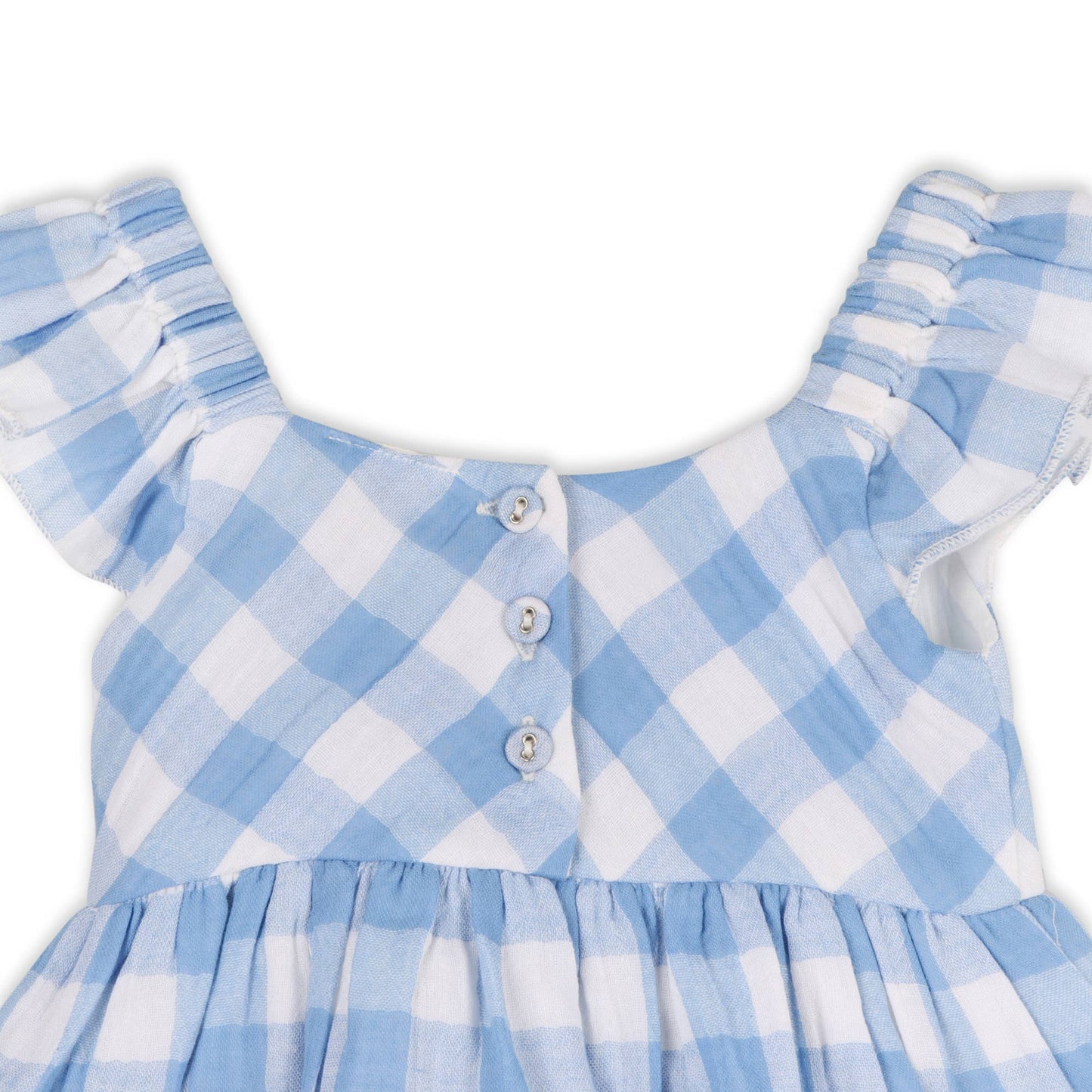 Audrey Arctic Blue Gingham Baby Dress + Bloomer (Organic) - Kids Clothing by Carlyle Avenue