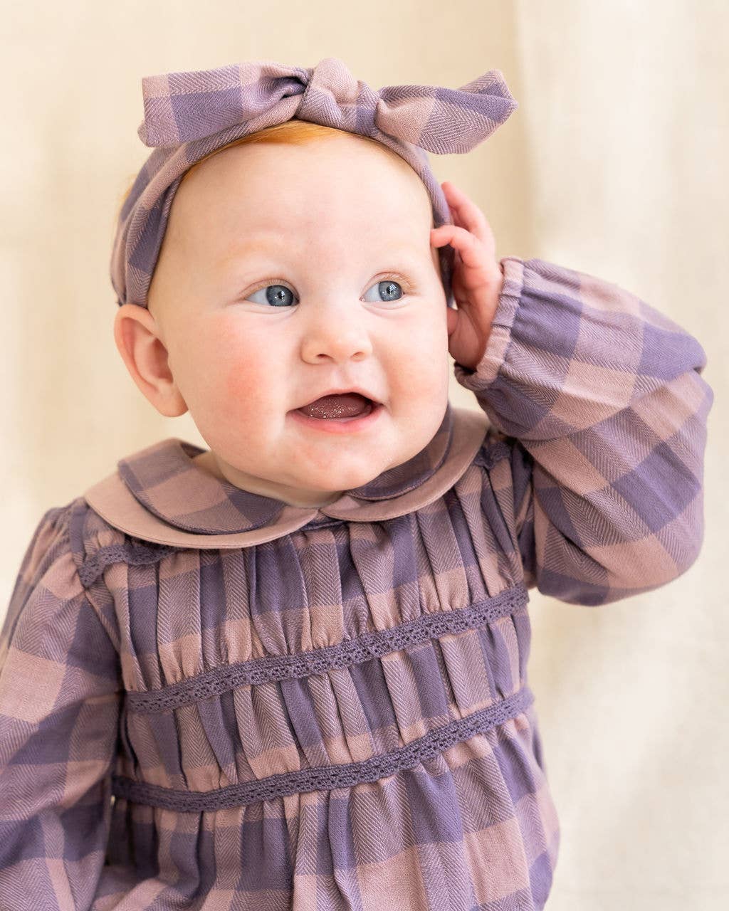 Smocked Peter Pan Gingham Baby Romper (Organic) - by Carlyle Avenue