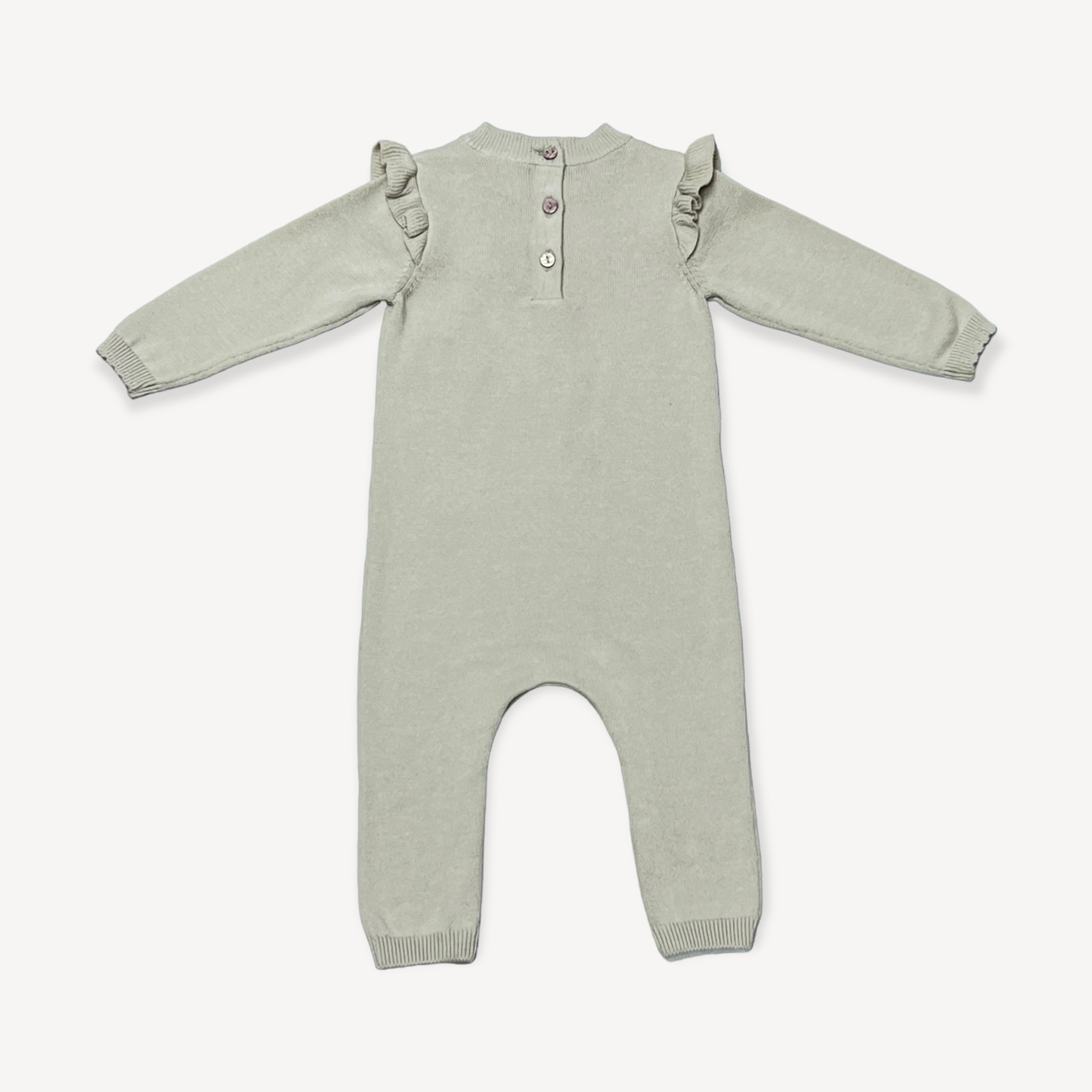 Floral Embroidered Ruffle Baby Sweater Jumpsuit (Organic) - by Carlyle Avenue