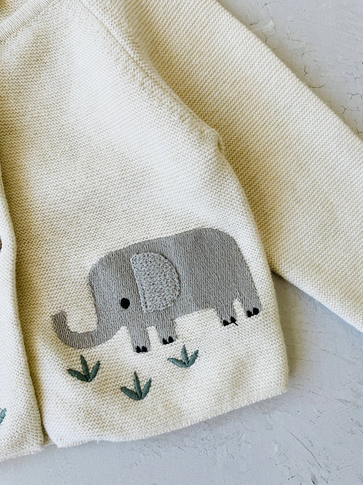 Animal Safari Embroidered Baby Cardigan Sweater (Organic) - by Carlyle Avenue