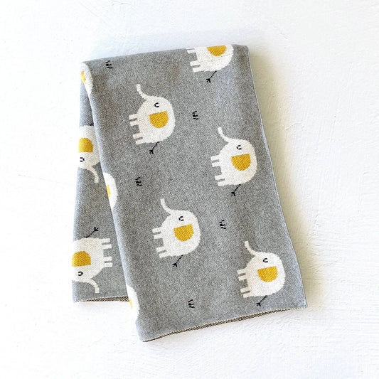 Elephant - Organic Cotton Jacquard Sweater Knit Baby Blanket - Baby Blanket by Carlyle Avenue