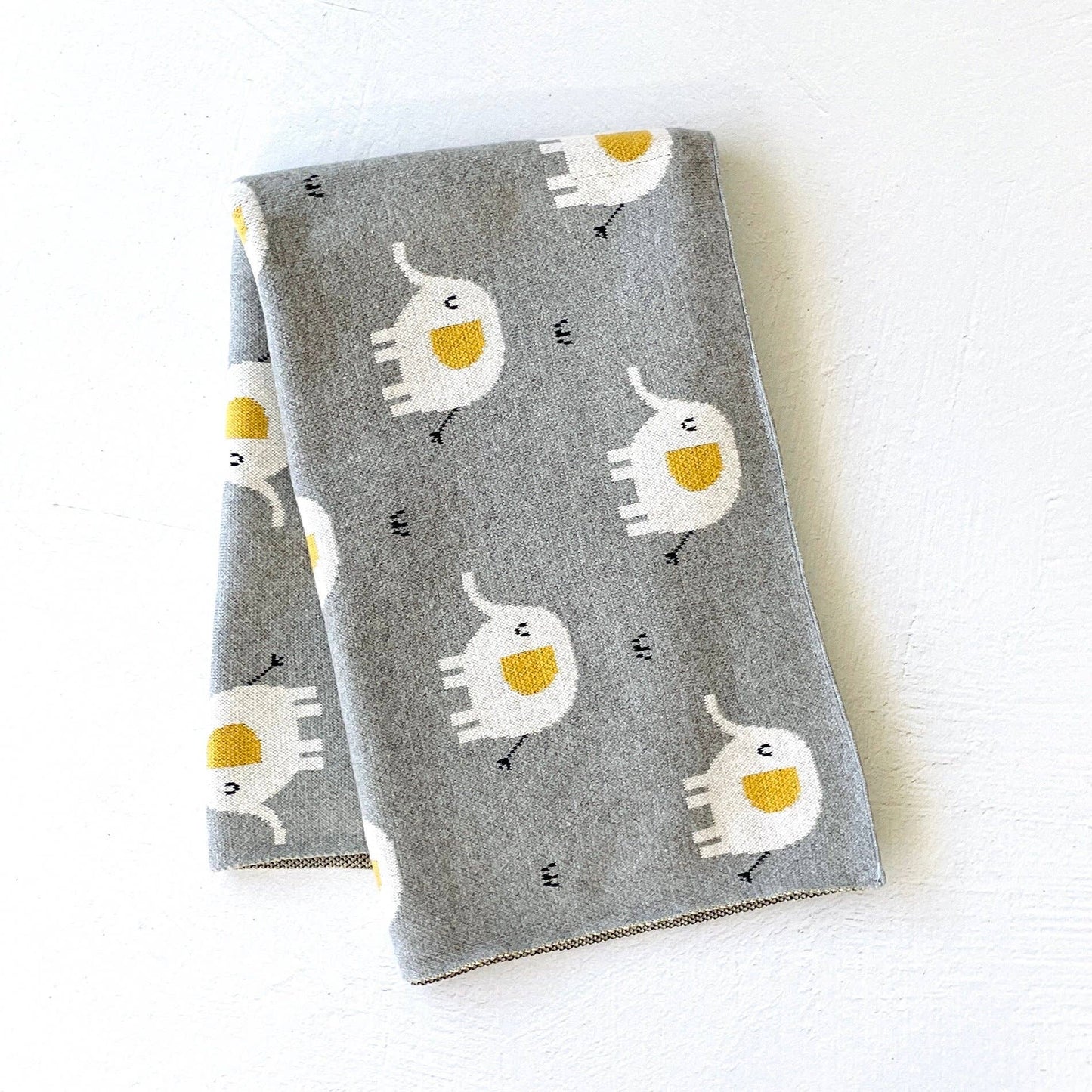 Elephant - Organic Cotton Jacquard Sweater Knit Baby Blanket - Baby Blanket by Carlyle Avenue