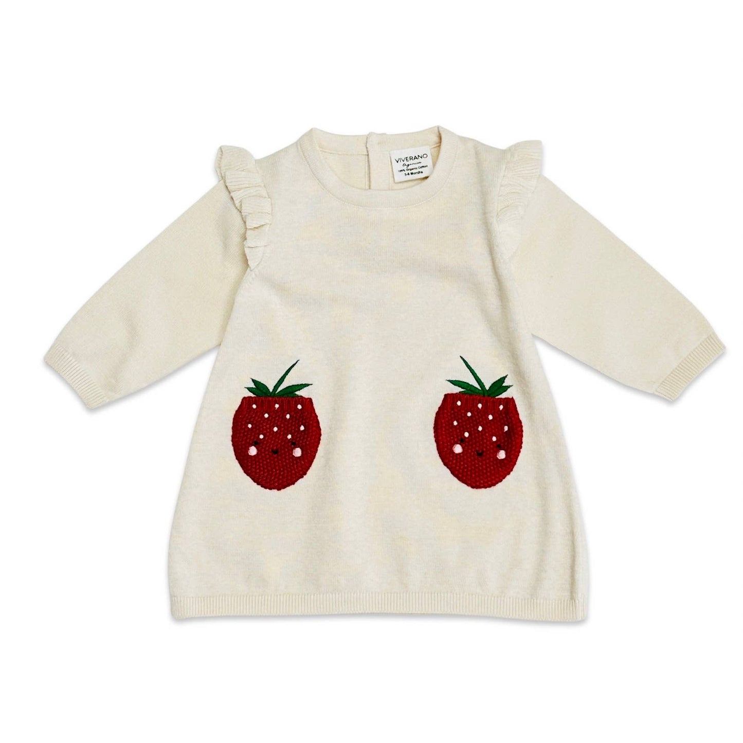 Strawberry Embroidered Pocket Ruffle Baby Dress (Organic) - Kids Clothing by Carlyle Avenue