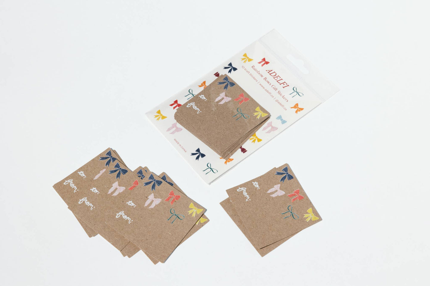 To/From Rainbow Bows Sticker Gift Tags - Gift Wrap by Carlyle Avenue