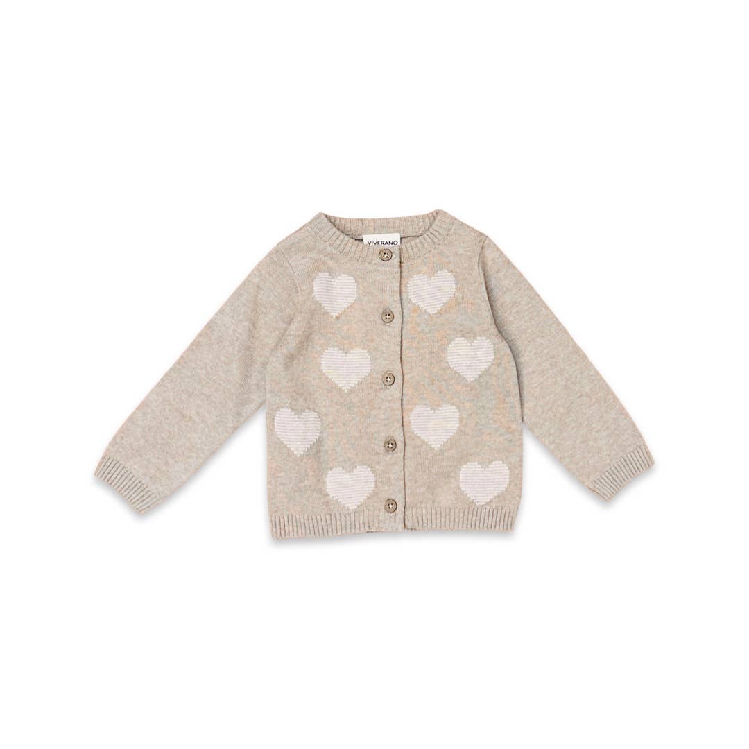 Hearts Jacquard Knit Baby Cardigan (Organic Cotton) - Kids Clothing by Carlyle Avenue
