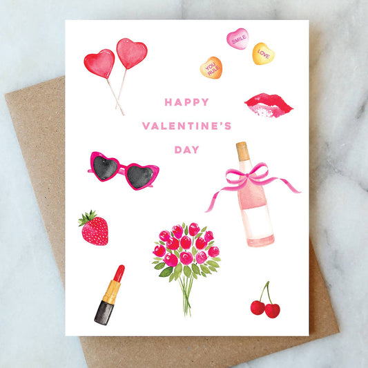 Girly Galentine's Greeting Card | Valentine Love Friendship - Greeting Cards by Carlyle Avenue