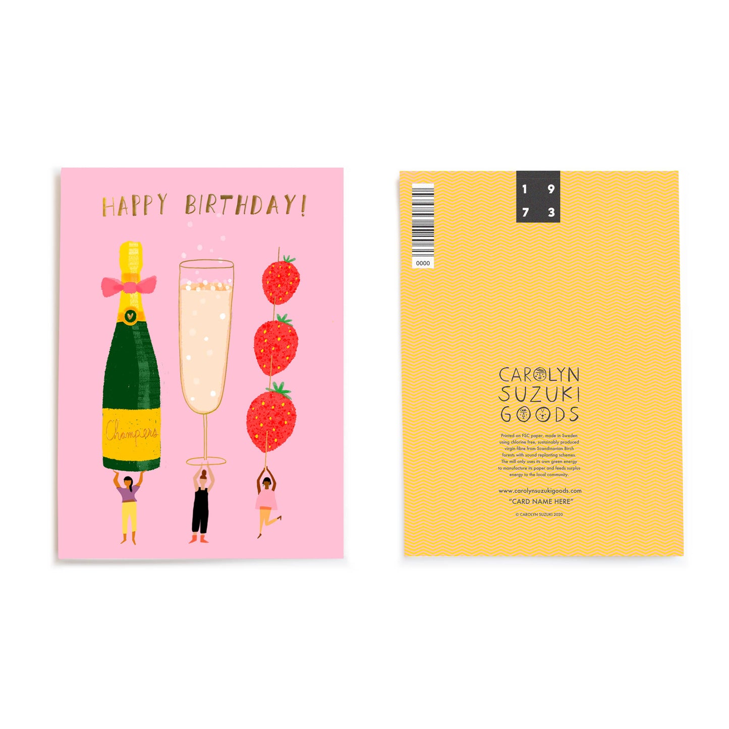 CHAMPAGNE WISHES - Birthday Card - Greeting Cards by Carlyle Avenue