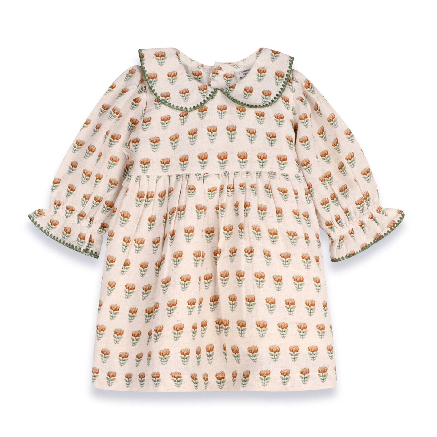 Ina Block Print Floral Baby Dress & Bloomer Set (Linen) - by Carlyle Avenue