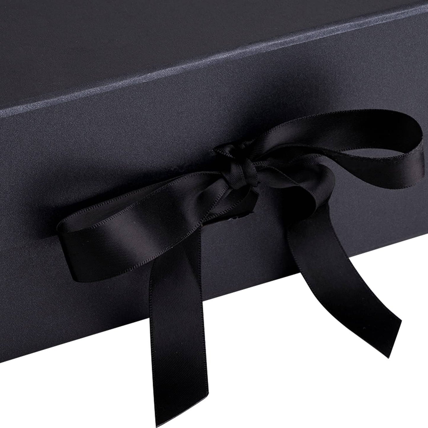 8" x 8" x 4" Collapsible Gift Box w/ Satin Ribbon & Magnetic | Black