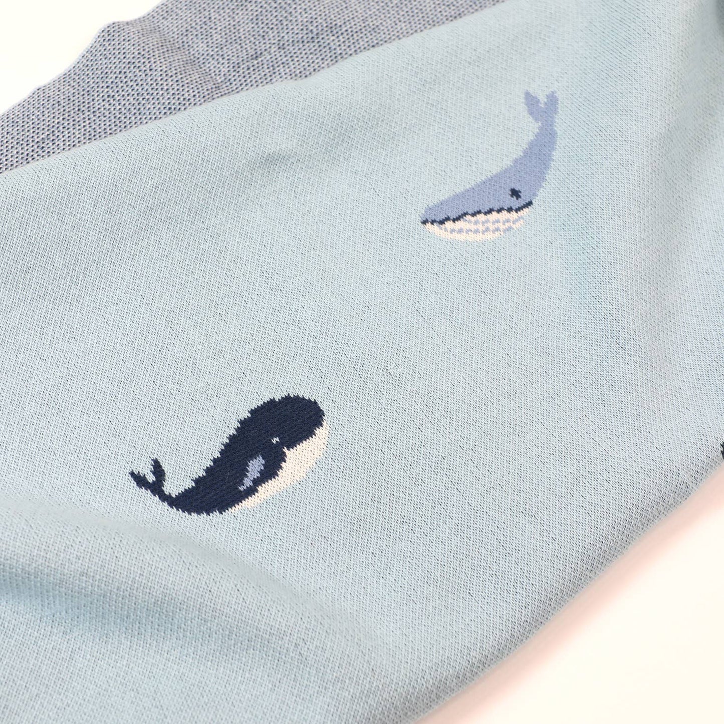 Whales - Organic Cotton Jacquard Sweater Knit Baby Blankets - Baby Blanket by Carlyle Avenue