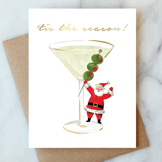 Santa Martini Holiday Card | Christmas HolidayCard - Greeting Cards by Carlyle Avenue