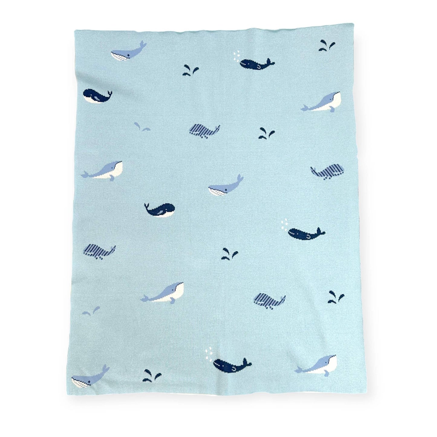 Whales - Organic Cotton Jacquard Sweater Knit Baby Blankets - Baby Blanket by Carlyle Avenue