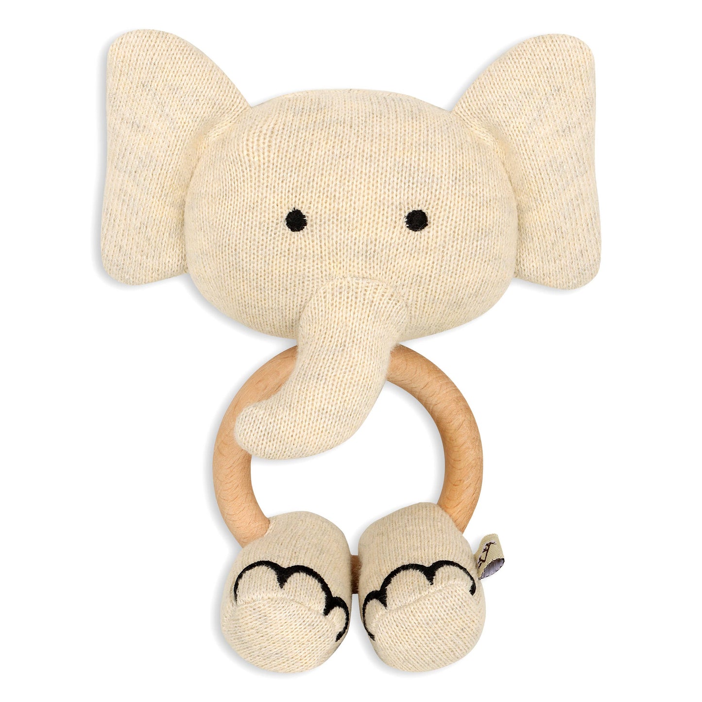 Scallop Edge Classic Knit Baby Blanket + Elephant Rattle SET - Baby Blanket by Carlyle Avenue