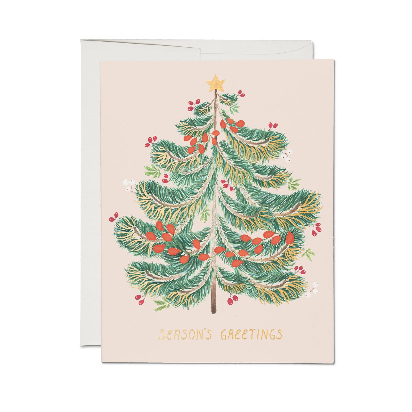 Festive Evergreen holiday greeting card - Greeting Cards by Carlyle Avenue