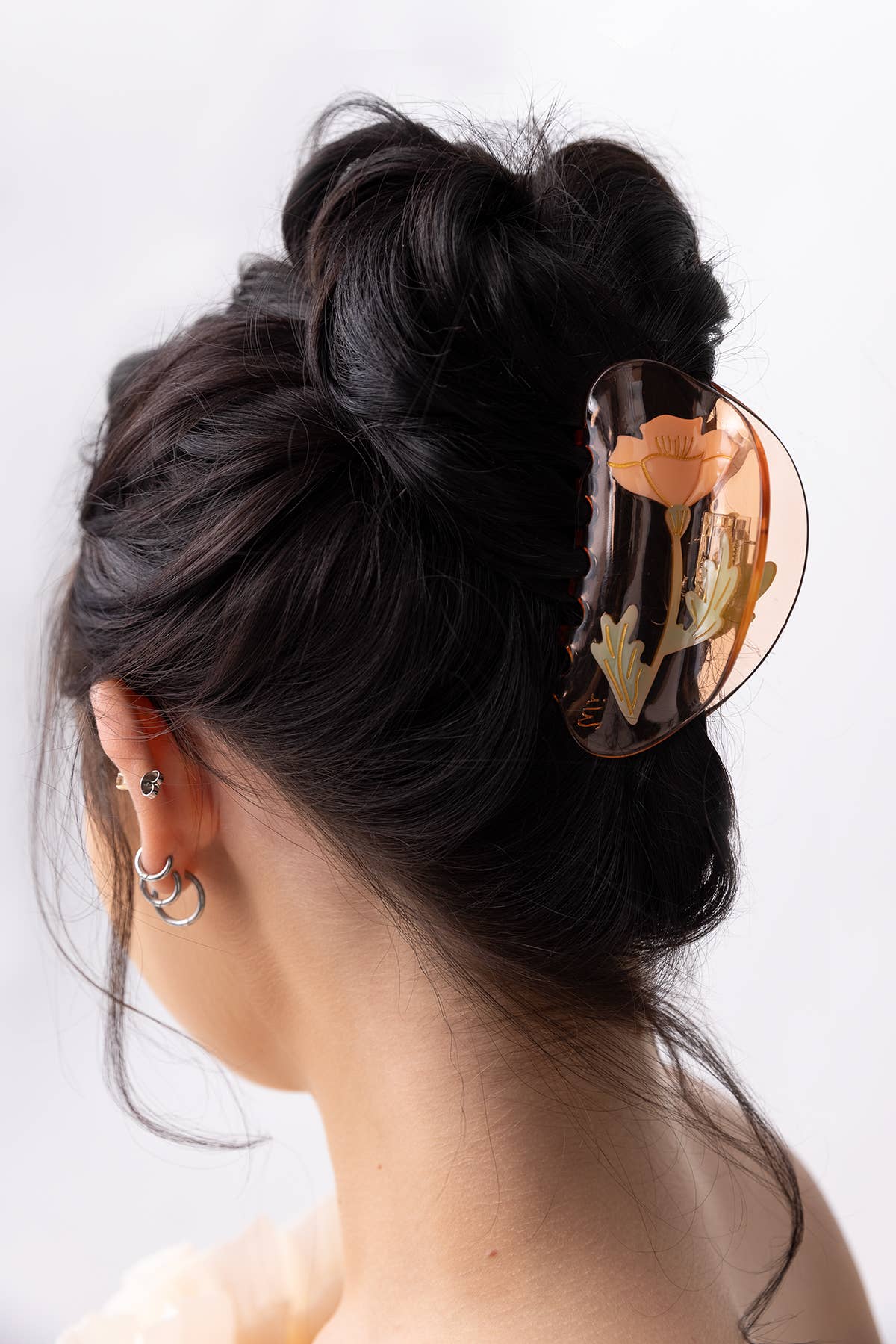 California Poppy Wildflower Hair Claw in Clear Acetate -  by Carlyle Avenue