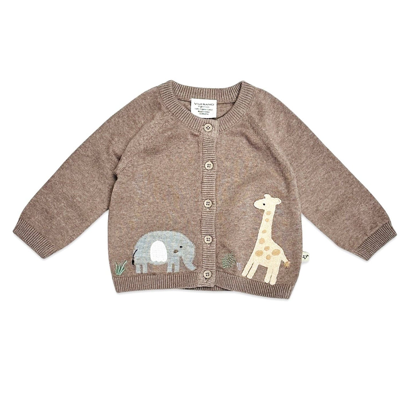 Giraffe Elephant Baby Cardigan Sweater (Organic) - by Carlyle Avenue