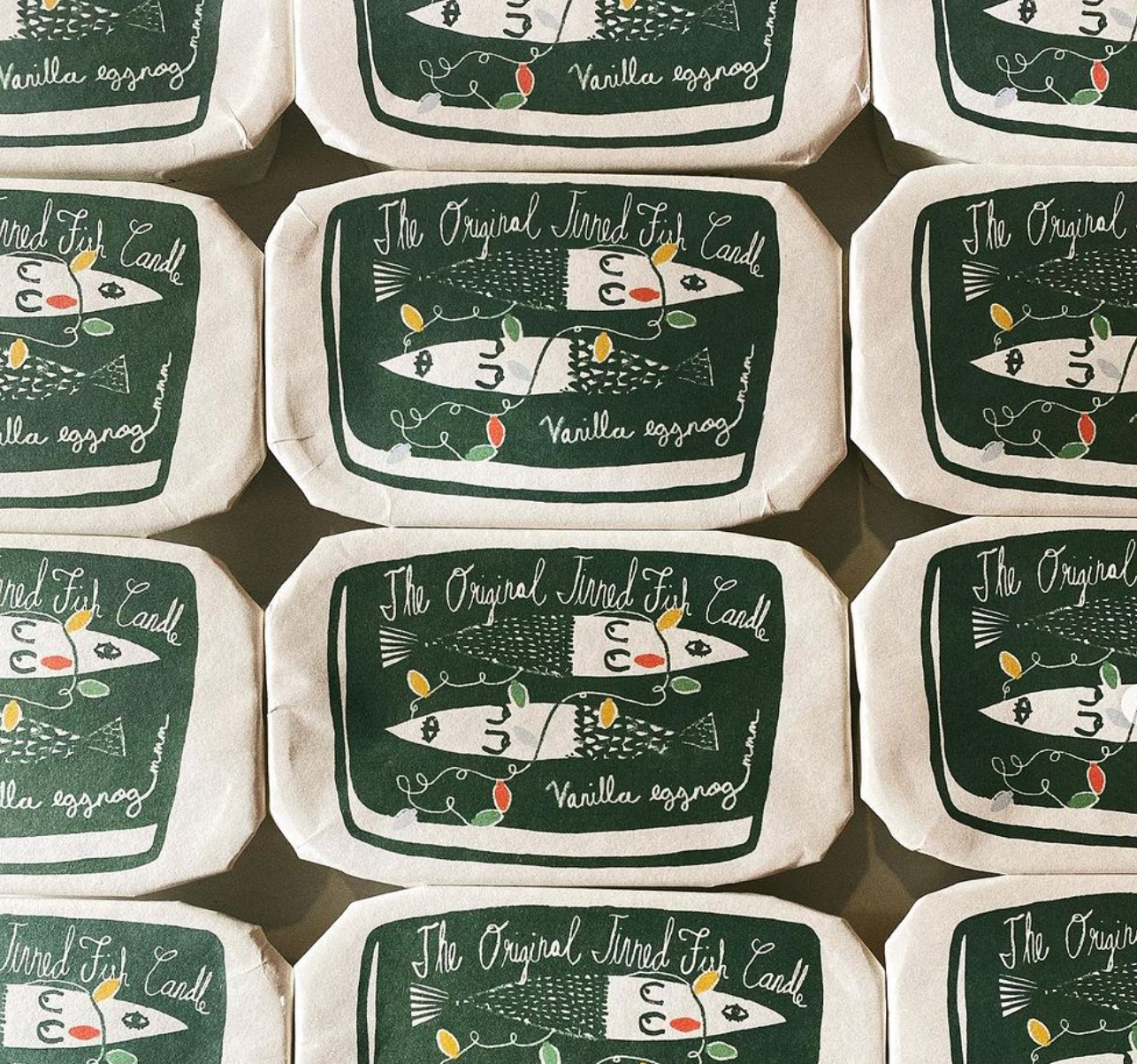Tinned Fish Candle - Vanilla Eggnog - Candles by Carlyle Avenue