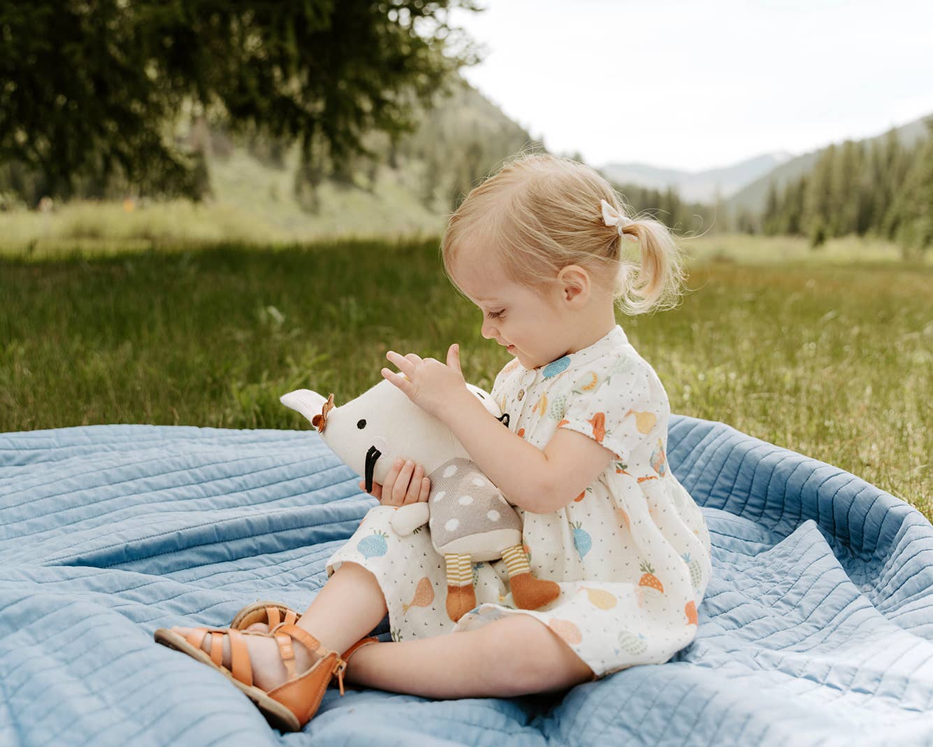 Veggie Puff Sleeve Muslin Baby Dress+Bloomer(Organic Muslin) - Kids Clothing by Carlyle Avenue