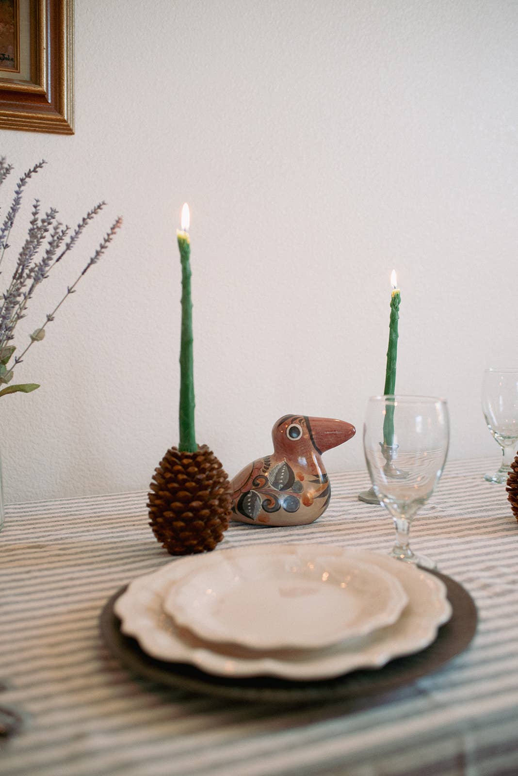 Beeswax Asparagus Candle Taper Pair (2) - by Carlyle Avenue