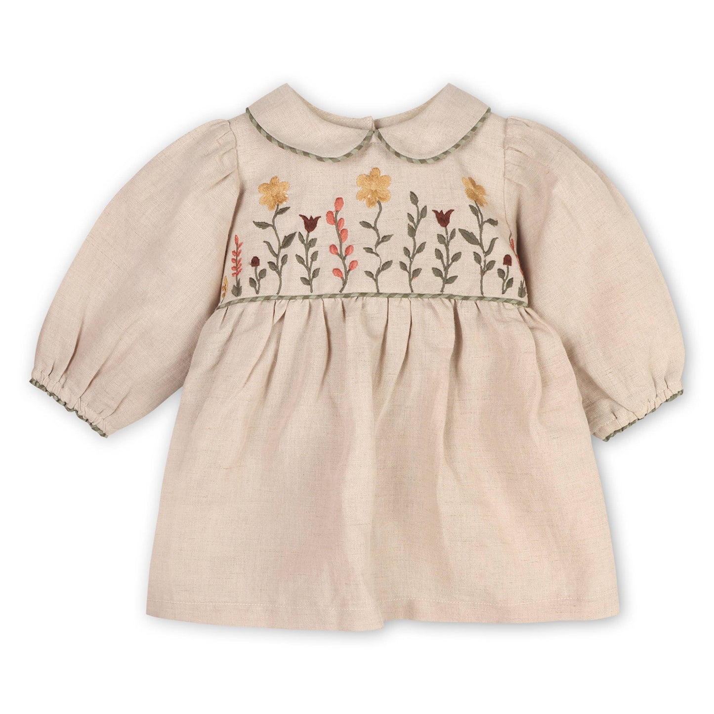 Floral Peter Pan Baby Dress & Fancy Bloomer (Linen Blend) -  by Carlyle Avenue