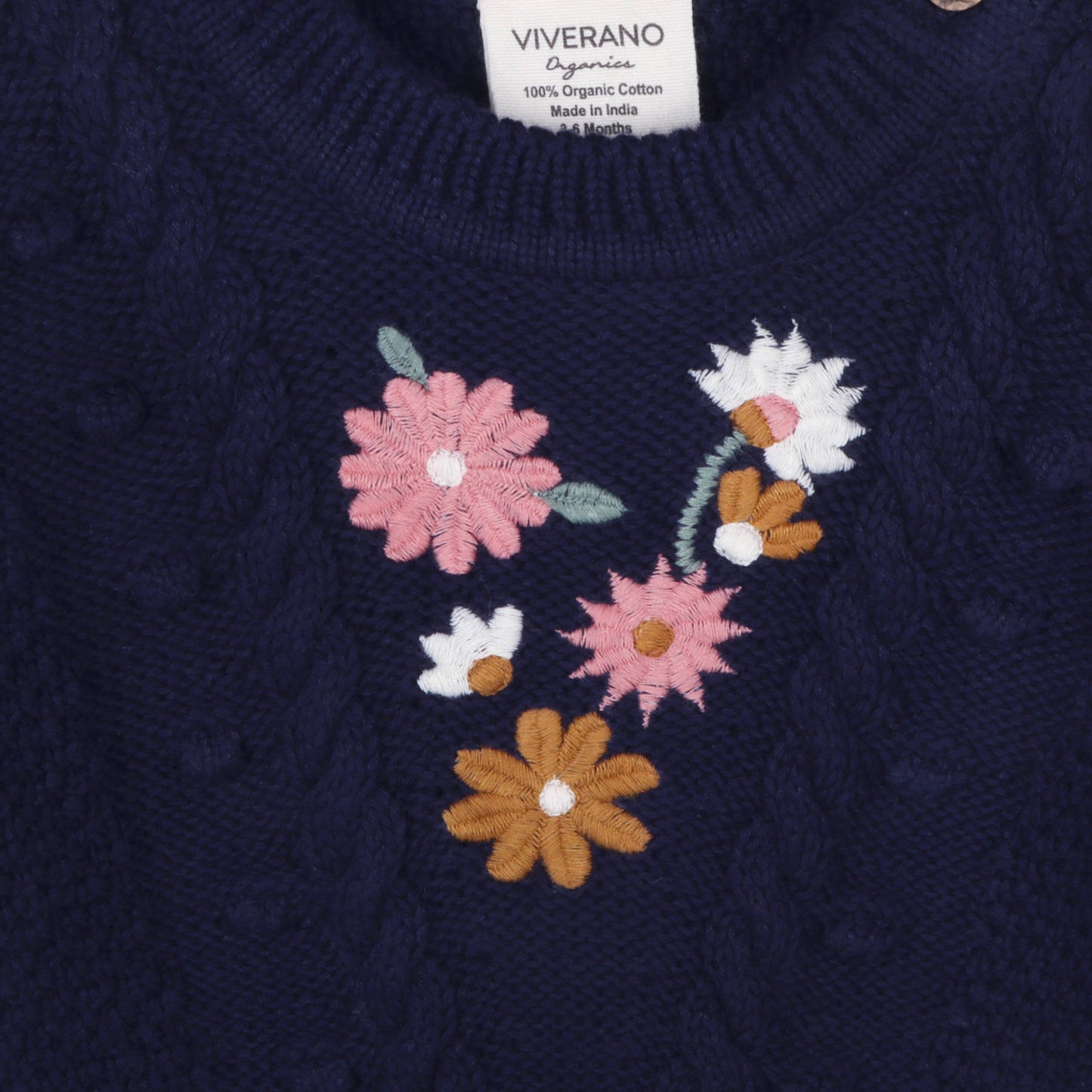 Floral Embroidered Chunky Baby Pullover Sweater (Organic) - by Carlyle Avenue